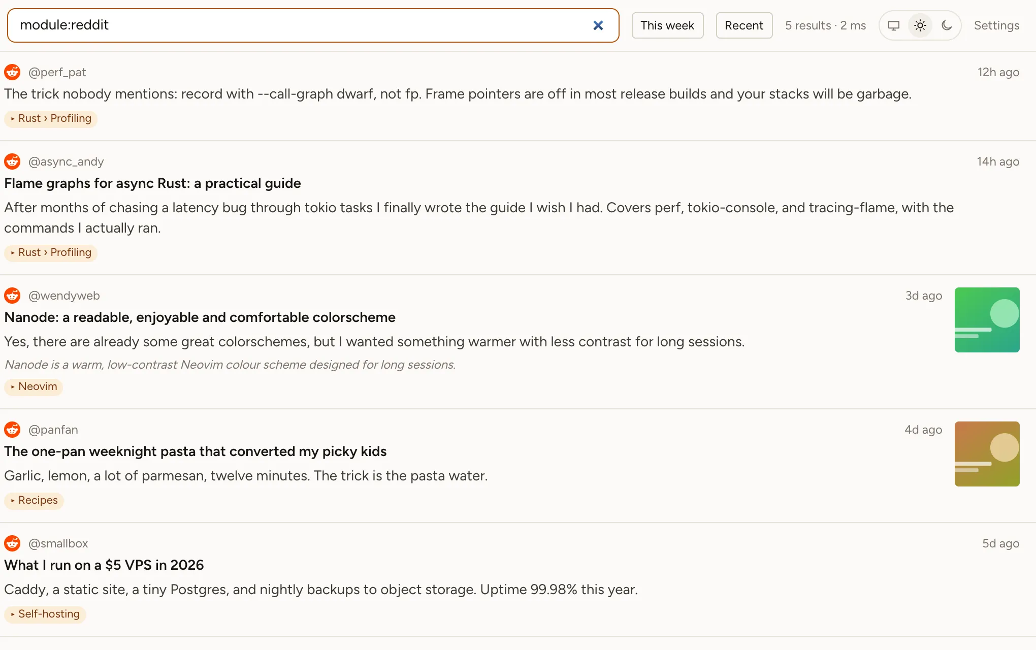 Reddit saved posts in the Bookmark Hero library.